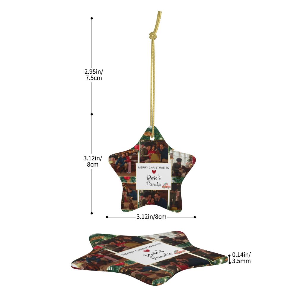 Personalized Star-shaped Christmas Photo Ceramic Ornament