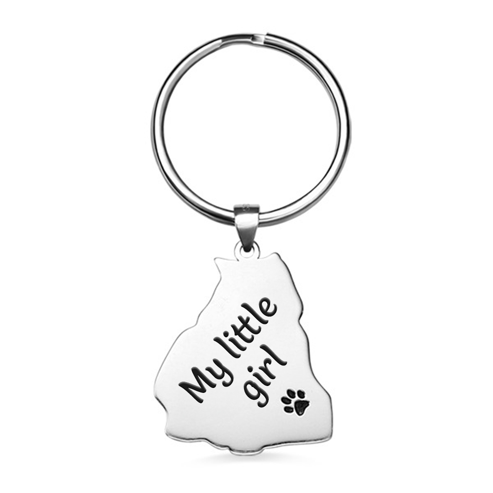Silver Keychain with Engraved Pet Photo