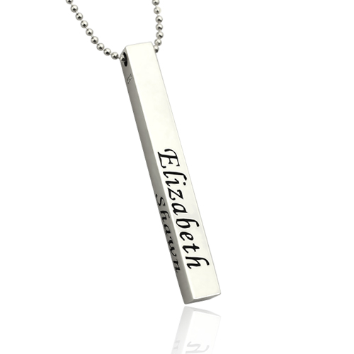 Silver Bar Necklace, 4 Sided Bar, Men's Necklace, Woman's Necklace,  Personalized Necklace, Family Necklace - Lucas