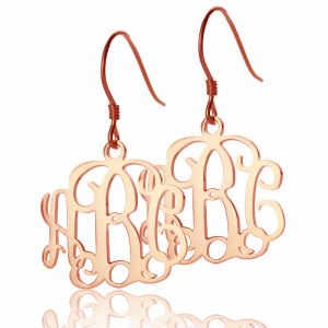 Cut Out Monogrammed Earrings Rose Gold