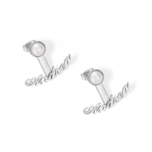 Custom Name Pearl Stud Earrings