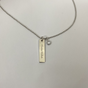 Custom Engraved Bar Necklace With Birthstone For Woman