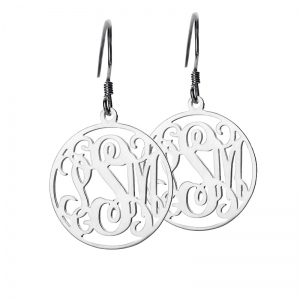 Circle Monogrammed Initial Earrings Sterling Silver