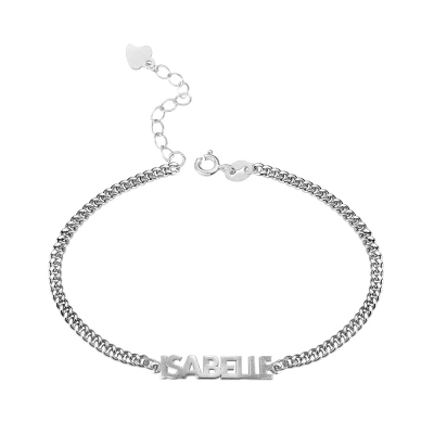 Personalized Bold Curb Chain Name Bracelet/Anklet Upload