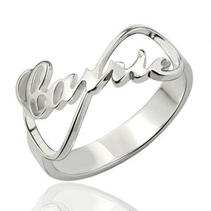 Personalized Infinity Nameplate Ring Carrie Style Sterling Silver
