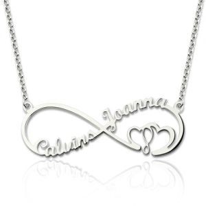 Infinity Heart In Heart 2 Names Necklace Stainless Steel