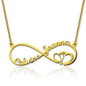 Infinity Heart In Heart Necklace Gold Plated Silver
