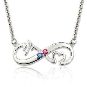 Heartbeat Birthstone Infinity Love Necklace Platinum Plated