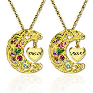 To The Moon And Back Cage MOM(MUM) Necklace Gold Plated