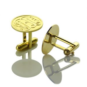 Engraved Cufflinks with Monogram 18k Gold Plated