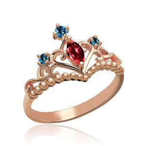 Unique Birthstone Tiara Ring In Rose Gold
