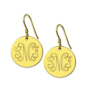 Disc Signet Monogram Earrings In Gold