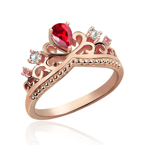 Romantic Birthstone Princess Crown In Rose Gold