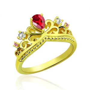 Romantic Birthstone Princess Crown Gold Plated