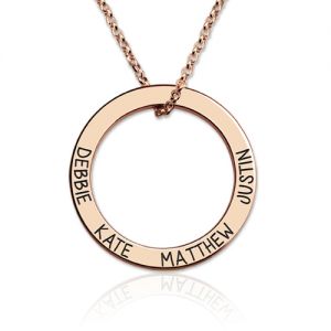 Engraved Names Hoop Necklace-Family Necklace In Rose Gold
