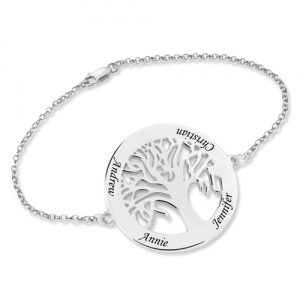 Personalized Engraved Family Tree Bracelet Sterling Silver