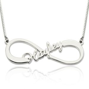 Personalized Single Infinity Name Necklace In Sterling Silver