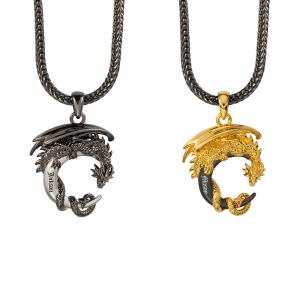 Moon Dragon Birthstone Pendant Nacklace