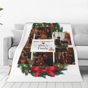 Custom Photo Blanket,Personalized Christmas Gifts for Home,Family Blanket