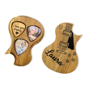 Personalized Wooden Guitar Picks with Case, Custom Photo/Engraving Guitar Pick with Custom Name Holder, Birthday/Graduation Gift for Family/Musician