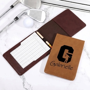Custom Initial & Name Golf Scorecard Holder, Leather Golf Yardage Book Cover, Golf Accessories, Birthday/Father's Day Gift for Him/Dad/Golf Lovers