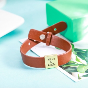 Personalized Engraved Leather Bracelet For Men