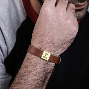 Personalized Engraved Leather Bracelet For Men