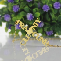 Personalized Two Name Cross Necklace Gold Plated 925 Silver