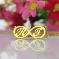 Infinity Necklaces with Two Initial Gold Plated 925 Silver