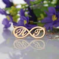 Infinity Necklaces with Two Initial Rose Gold Plated 925 Silver