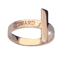 Custom Engraved Name Ring Cross Ring Rose Gold Plated 925 Silver