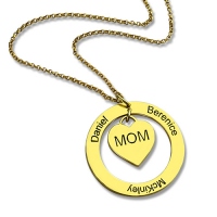 Family Names Necklace For Mom Gold Plating