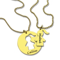 Mother Daughter Necklace Set Gold