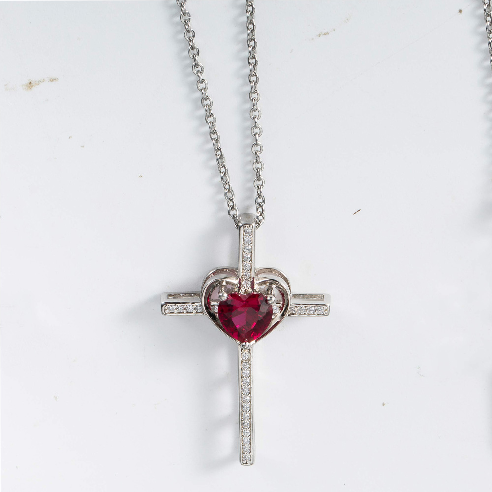 Custom Birthstone Cross Necklace