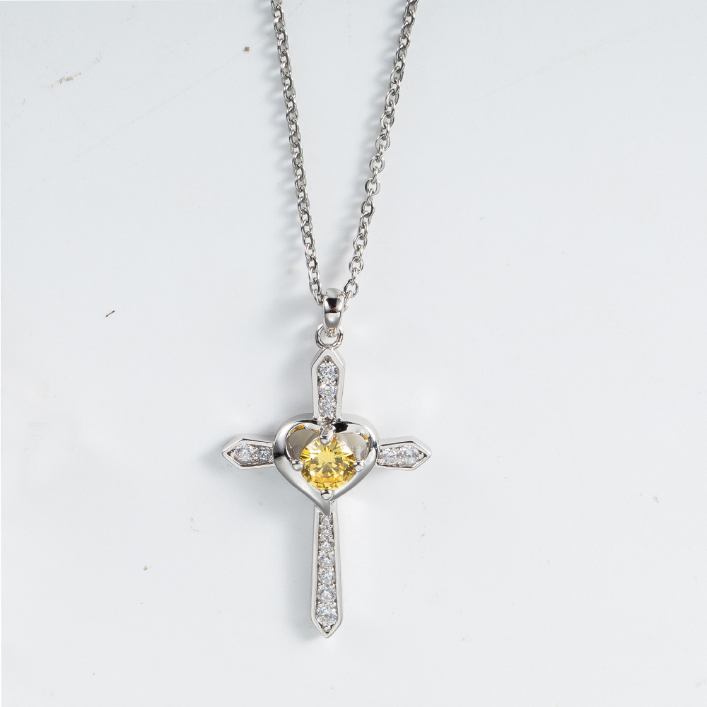 Custom Birthstone Cross Necklace