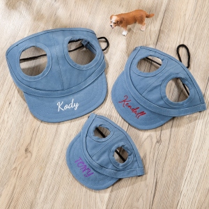 Personalized Embroidery Name Dog Hat, Dog Sun Hat, Adjustable Dog Hat with Ear Hole, Custom Dog Baseball Cap for Pet Lovers, Gift for Dog Mom/Dad