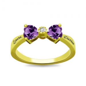 "February Ladies must have" Custom Heart Birthstone Bow Ring