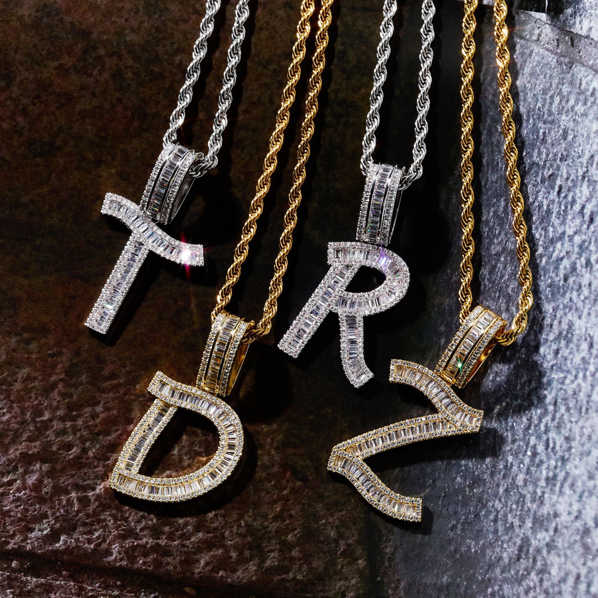 Custom Hip Hop Letter Necklace Initial Pendant Necklace