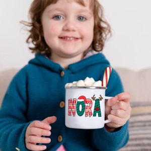 Personalized Enamel Christmas Mug Hot Chocolate Name Mug Gift for Kids cup