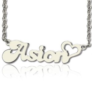 My Heart Name Necklace Personalized in Silver