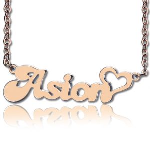 Personalized Name Necklace with Heart Rose Gold