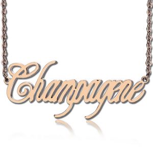 Rose Gold Personalized Champagne Name Necklace
