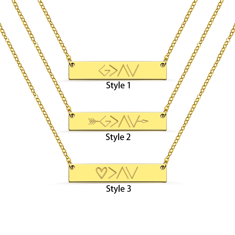 "God is greater than the highs and lows" Personalized Bar Necklace