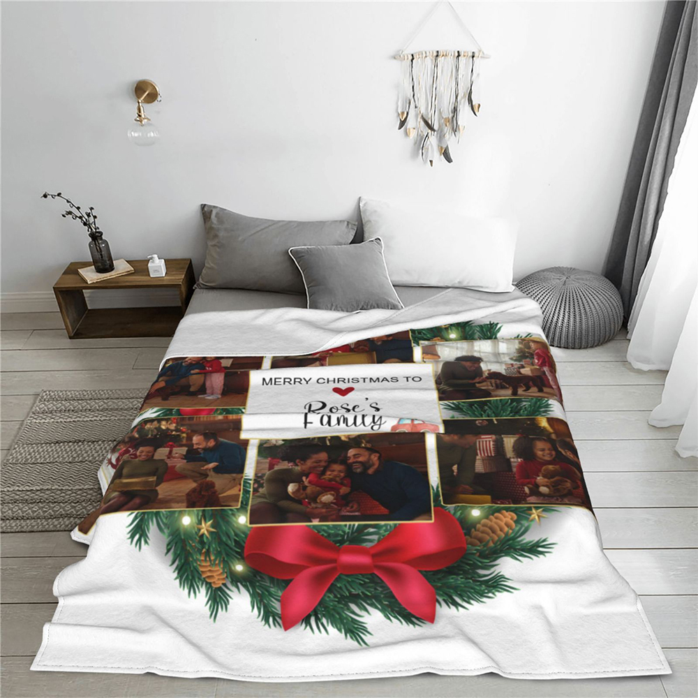 Custom Photo Blanket,Personalized Christmas Gifts for Home,Family Blanket