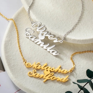 Double Layer Names Necklace In Stainless Steel
