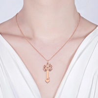 Rose Gold Key Heart Necklace with Monogram Initial