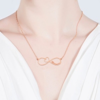 Infinity Name Necklace With Arrow Heart In Rose Gold