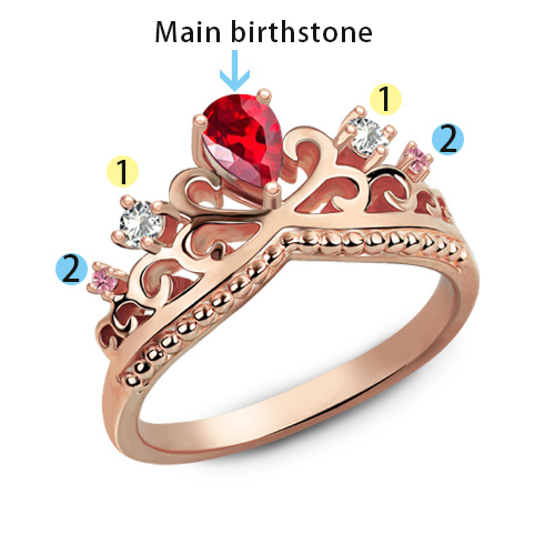 Romantic Birthstone Princess Crown In Rose Gold