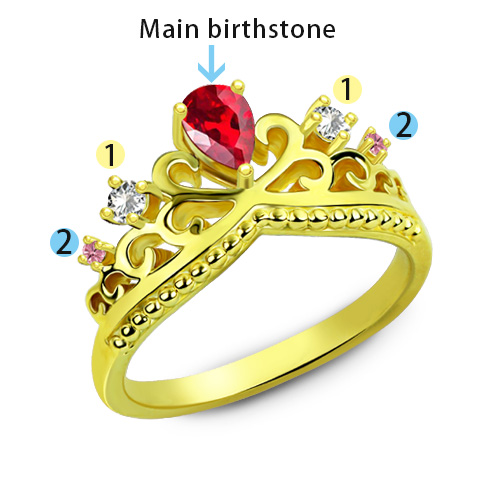 Romantic Birthstone Princess Crown Gold Plated