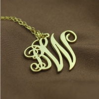 Personailzed 2 Initial Monogram Necklace 18K Gold Plated